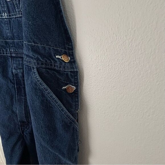 Vintage Round House Blue Denim Overalls Size 38  Unisex Normcore Farm Workwear - Picture 6 of 14